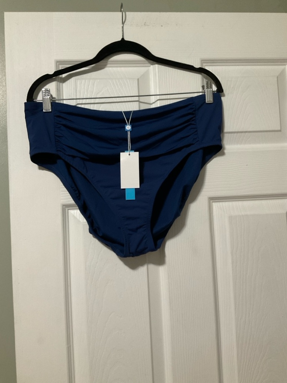 Navy Bikini Bottoms - Ruched High Waist